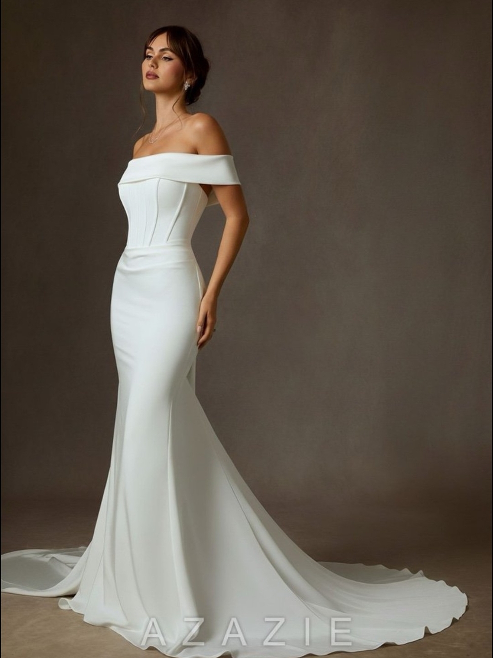 NWT Azazie Grace Detachable Off-Shoulder Mermaid Wedding Gown Size 2 Org. $369
